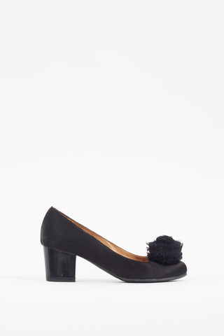 Lanvin Black Satin Rosette Heel