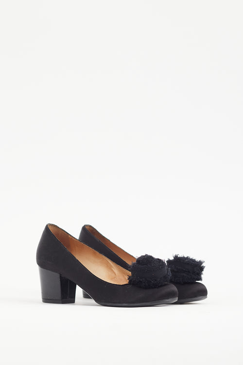 Lanvin Black Satin Rosette Heel