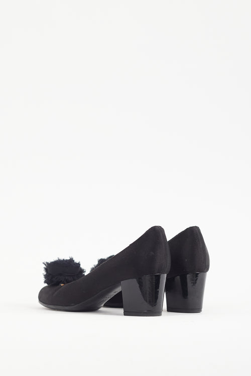 Lanvin Black Satin Rosette Heel