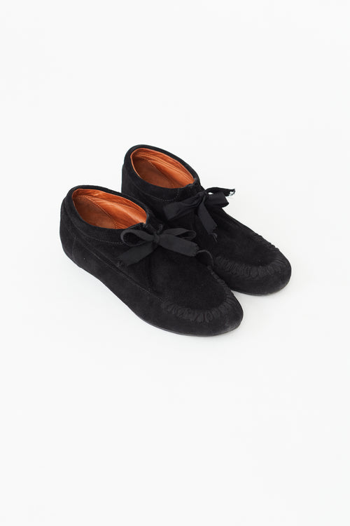 Lanvin Black Suede Moc Loafer