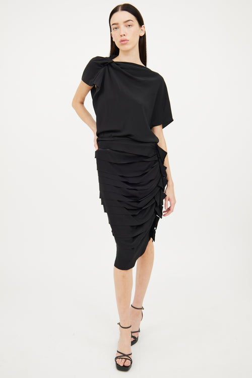 Lanvin Black Tiered Ruffle Skirt