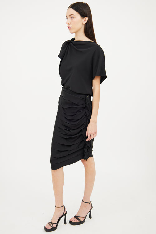 Lanvin Black Tiered Ruffle Skirt