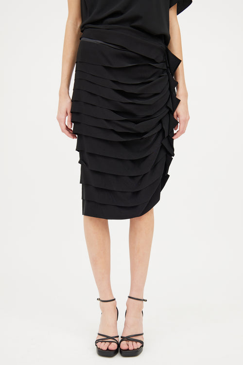 Lanvin Black Tiered Ruffle Skirt