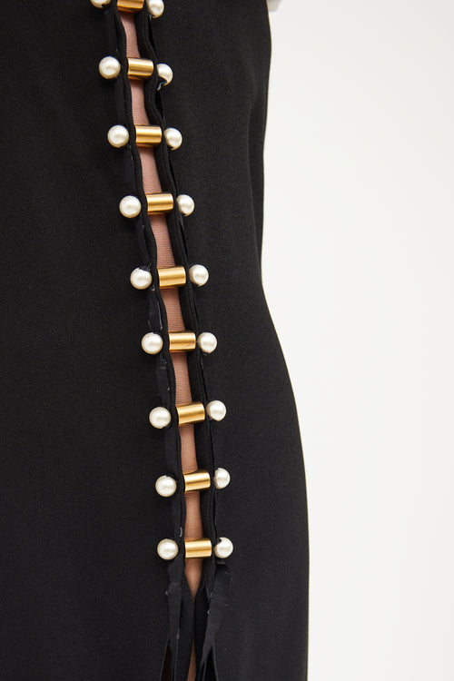 Lanvin Black Pearl 
Slit Detail Skirt