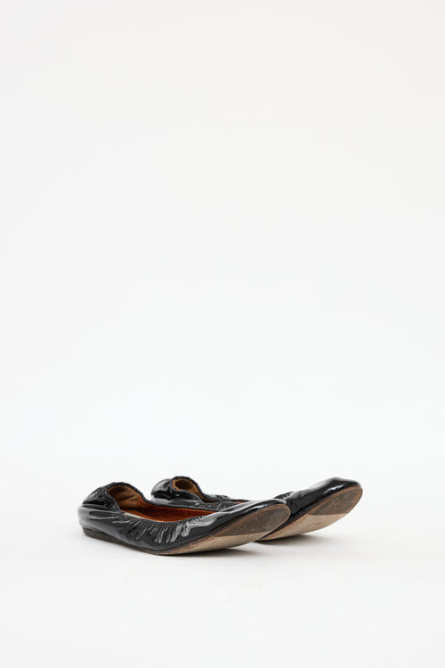 Lanvin Black Patent Leather Ballerina Flat