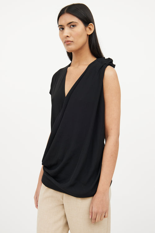 Black Draped Sleeveless Top