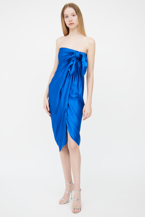 Lanvin Royal Blue Sleeveless Silk Dress