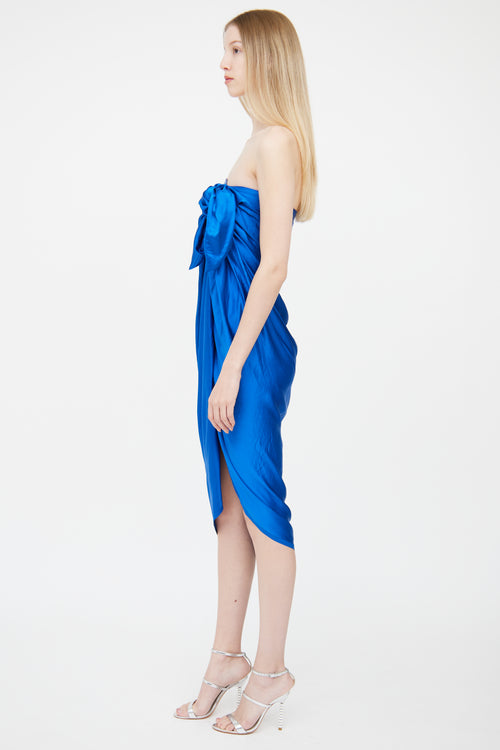 Lanvin Royal Blue Sleeveless Silk Dress