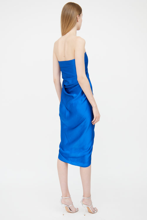 Lanvin Royal Blue Sleeveless Silk Dress