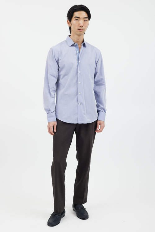 Lanvin Blue 
White Button Long Sleeve Shirt