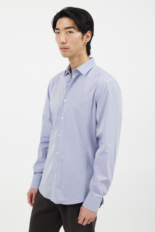 Lanvin Blue 
White Button Long Sleeve Shirt