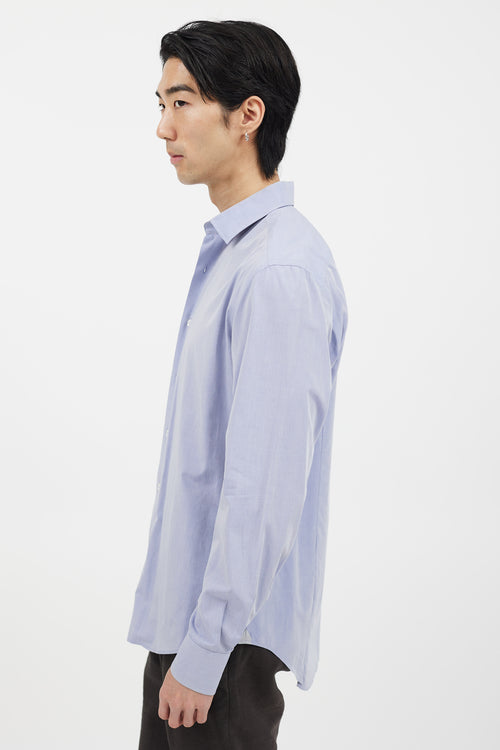 Lanvin Blue 
White Button Long Sleeve Shirt