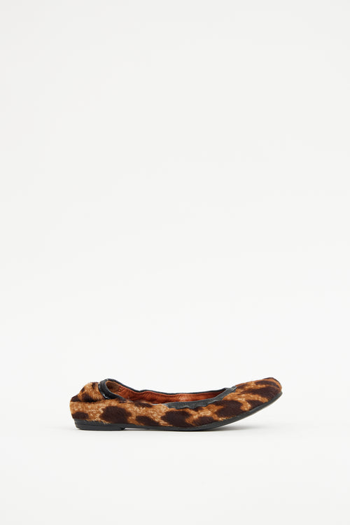 Lanvin Black 
Brown Faux Fur Flat