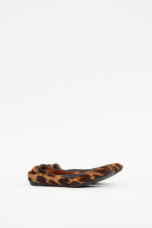 Lanvin Black 
Brown Faux Fur Flat