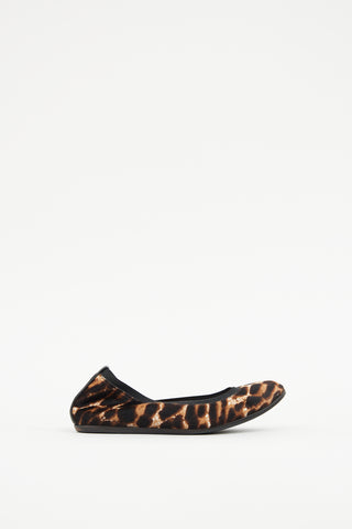 Lanvin Black 
Brown Faux Fur Flat