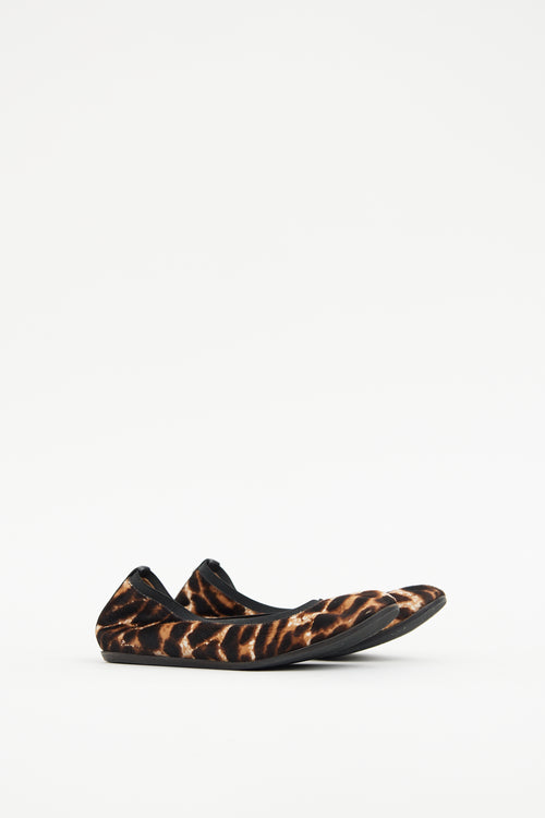 Lanvin Black 
Brown Faux Fur Flat