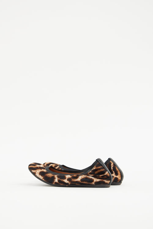 Lanvin Black 
Brown Faux Fur Flat