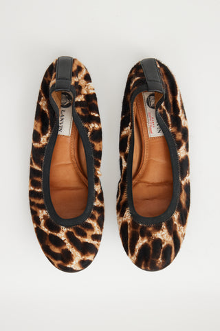 Lanvin Black 
Brown Faux Fur Flat