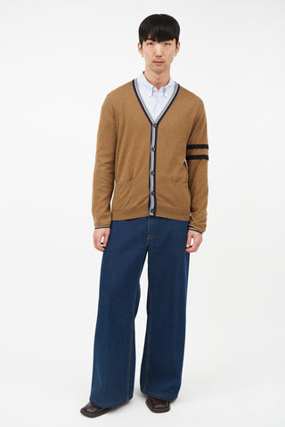 Lanvin Brown 
Blue Striped Alpaca Cardigan