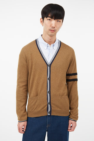 Lanvin Brown 
Blue Striped Alpaca Cardigan