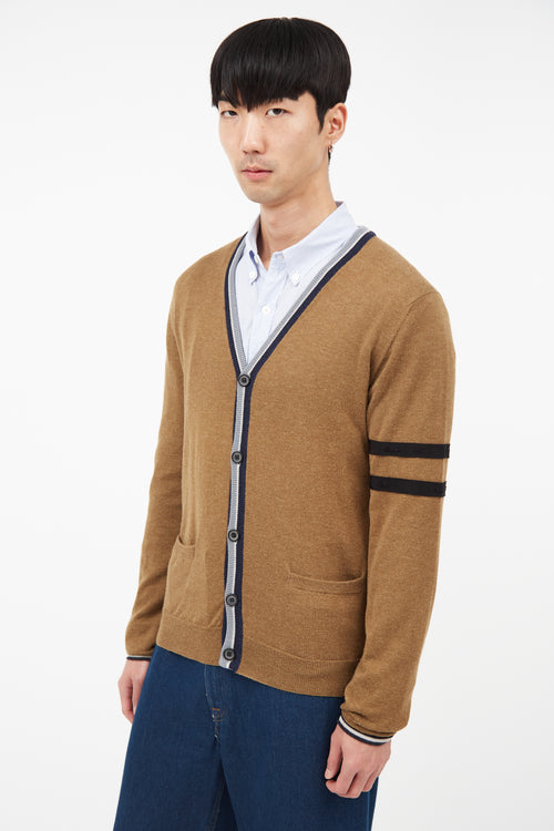 Lanvin Brown 
Blue Striped Alpaca Cardigan