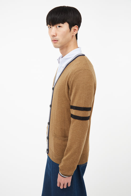 Lanvin Brown 
Blue Striped Alpaca Cardigan