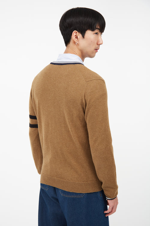 Lanvin Brown 
Blue Striped Alpaca Cardigan