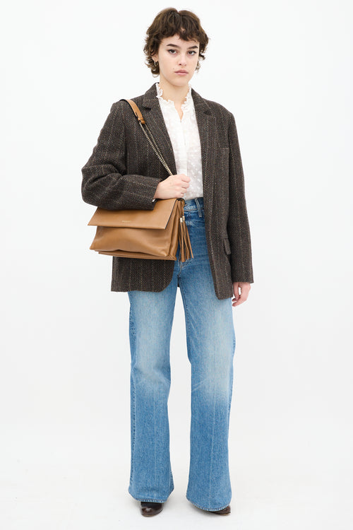 Brown Leather Tassel Shoulder Bag