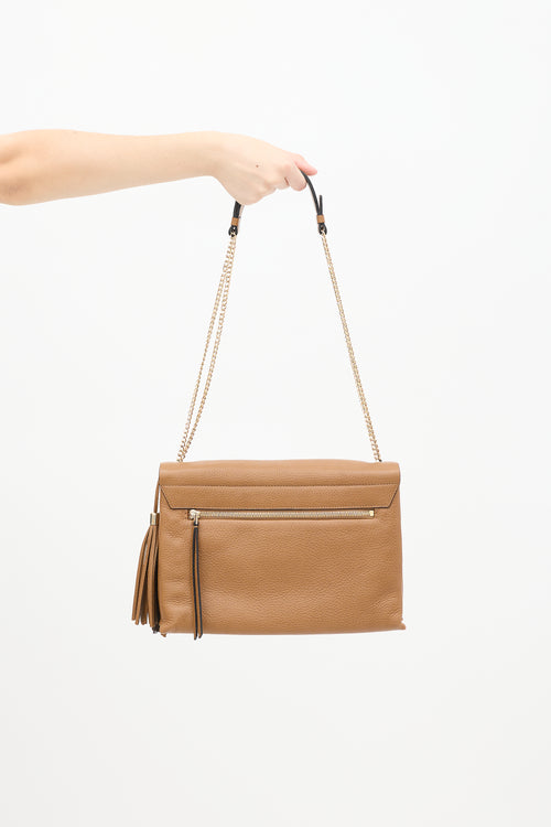 Brown Leather Tassel Shoulder Bag