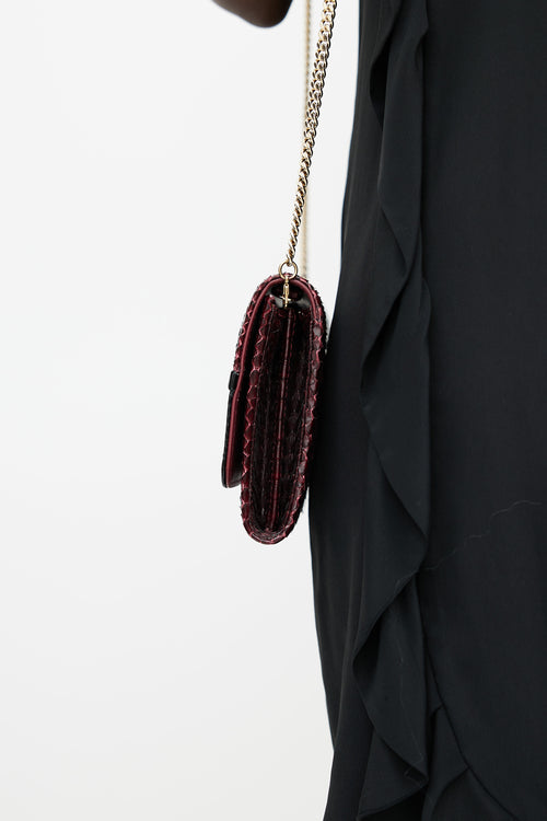 Lanvin Burgundy Embossed Leather Clutch