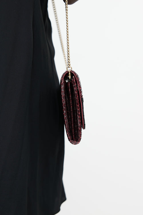 Lanvin Burgundy Embossed Leather Clutch