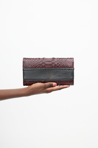 Lanvin Burgundy Embossed Leather Clutch