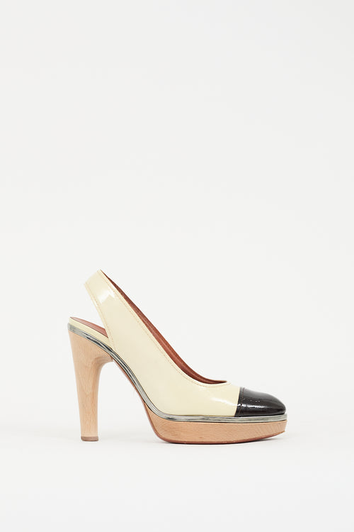 Lanvin Cream 
Brown Patent Leather Pump