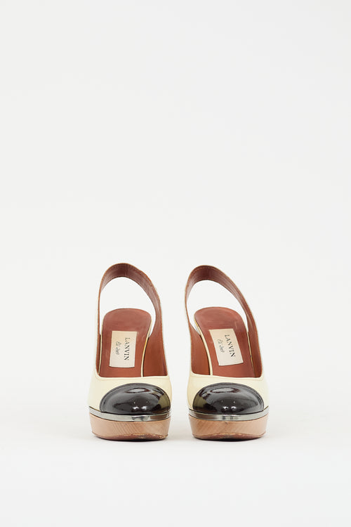 Lanvin Cream 
Brown Patent Leather Pump