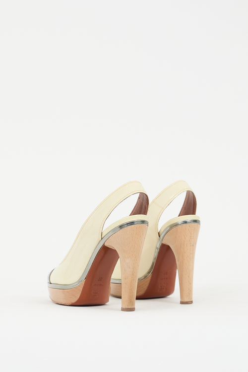 Lanvin Cream 
Brown Patent Leather Pump