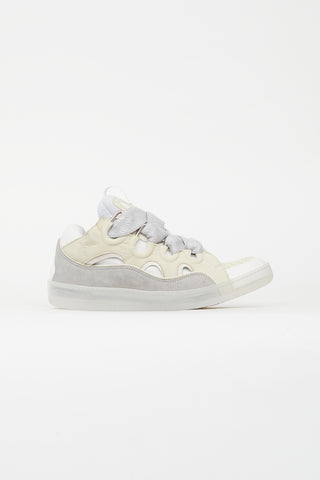 Lanvin Cream 
Grey Leather Curb Sneaker