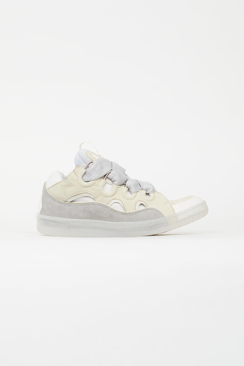 Lanvin Cream 
Grey Leather Curb Sneaker