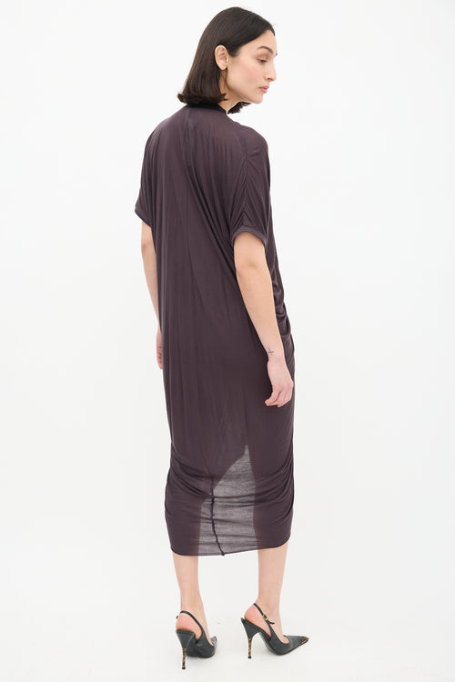 Lanvin Dark Grey Draped V-Neck Dress