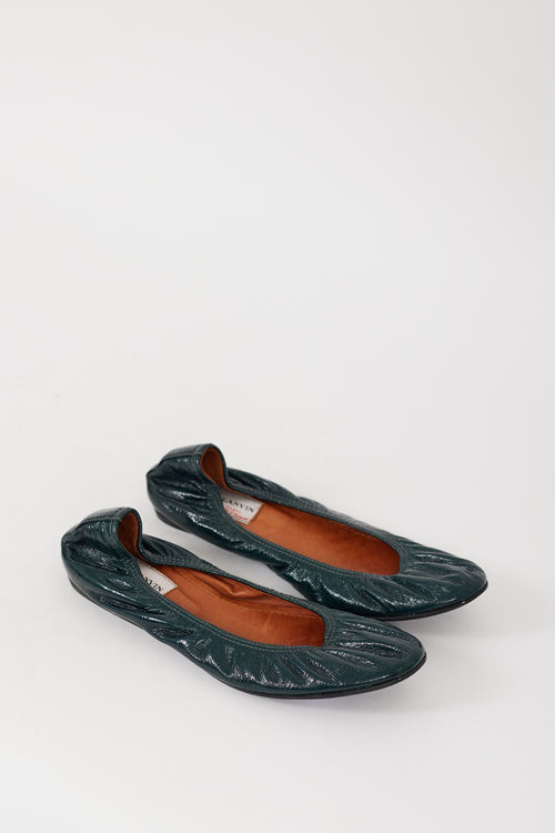 Lanvin Green Patent Leather Flat