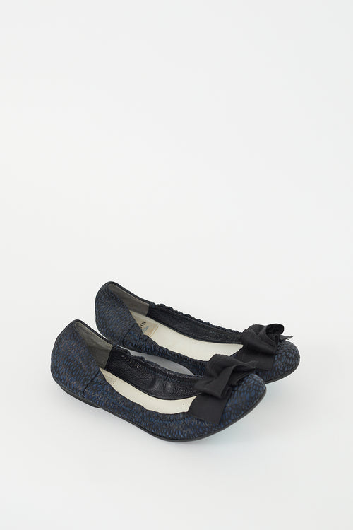 Lanvin Navy 
Black Suede 
Mesh Bow Ballet Flat