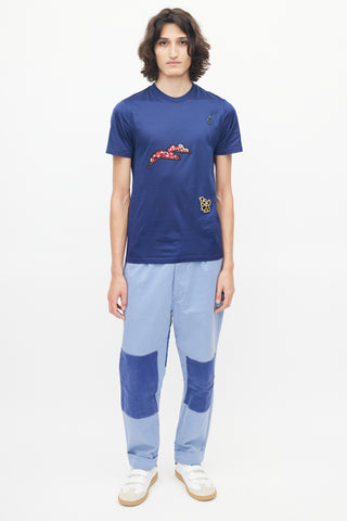 Lanvin Navy Embroidered Patched T-Shirt