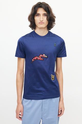 Lanvin Navy Embroidered Patched T-Shirt