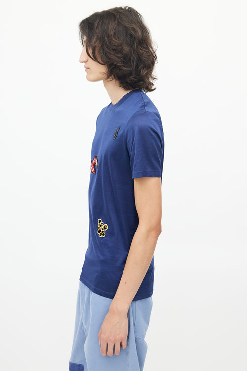 Lanvin Navy Embroidered Patched T-Shirt