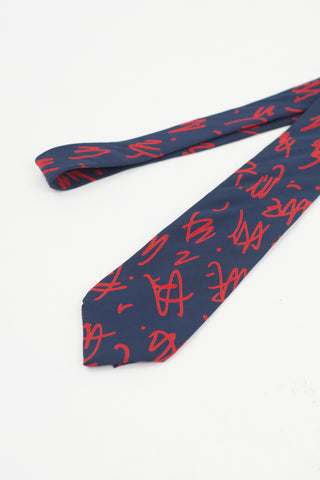 Lanvin Navy 
Red Abstract Tie