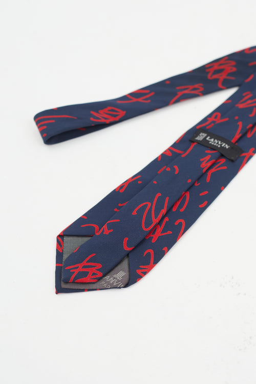 Lanvin Navy 
Red Abstract Tie