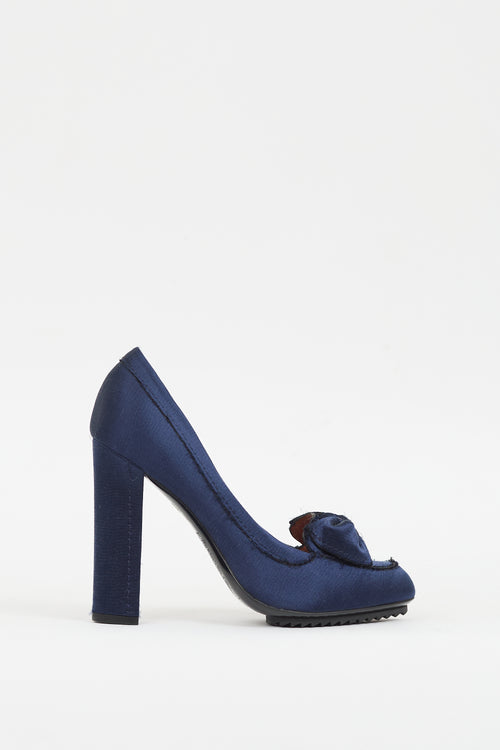 Lanvin Navy Satin Bow Heel