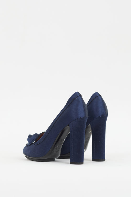 Lanvin Navy Satin Bow Heel