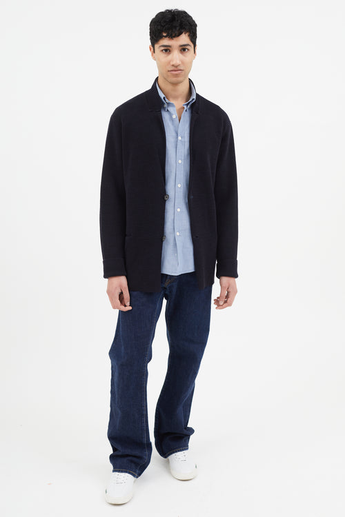 Lanvin Navy Wool Knit Cardigan