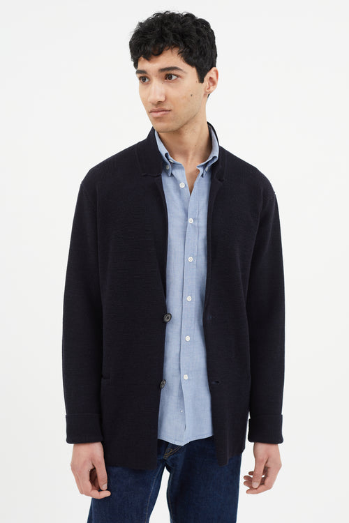 Lanvin Navy Wool Knit Cardigan