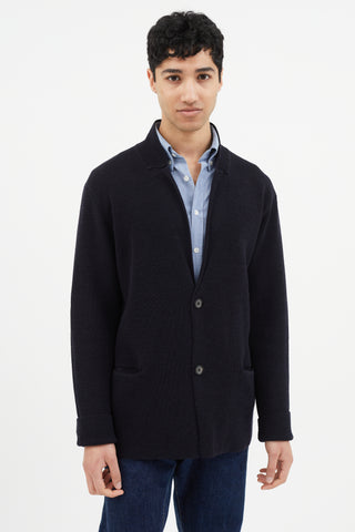 Lanvin Navy Wool Knit Cardigan